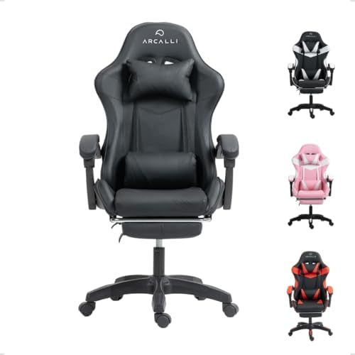 Cadeira Gamer Escritório Arcalli Ergonômica Profissional Descanso...