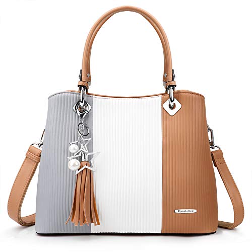 Handbags for Women with Multiple Internal Pockets in Pretty Color Combination (Extra Large - Khaki)