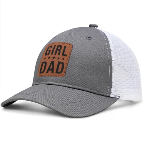 Image of Girl Father Daddy Dad Leather Patch Hat Birthday for Dad Papa from Daughter Son Adjustable Trucker Hat