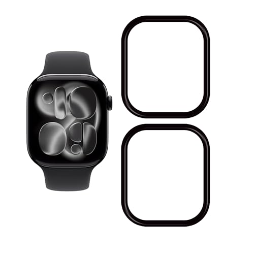 HUAKE 国産硝子素材製 Apple Watch series 11（2025）46mm / アップルウォッチ 10（2024）46mm 用の ガラスフィルム 強化 ガラス 硬度9H 液晶 保護 フィルム 【2枚】
