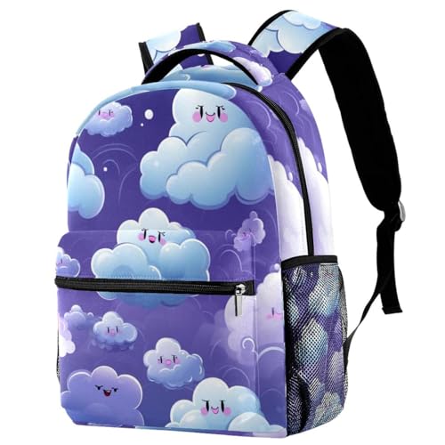Sac à dos voyage enfant violet motif nuage pour l'école et les sorties
