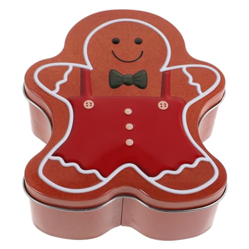 Yardwe Christmas Gingerbread Man Cookie Storage Container Tin Box for Holiday Baking Generous Capacity for Festive Treats for Party Favors and Christmas Presents