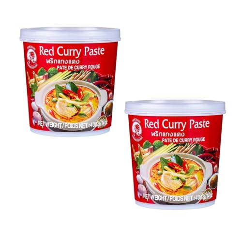YIJIA | Cock Brand pasta curry bote 400 g - Ideal para dar un toque exótico a tus platos (2 Unidad, Rojo)