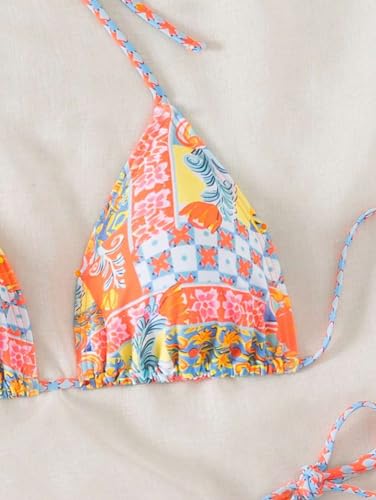 ZAFUL Triangle Bikini for Women 2 Piece Halter Bikini Sets Sexy High Cut Bathing Suit Side Tie Swimsuits4