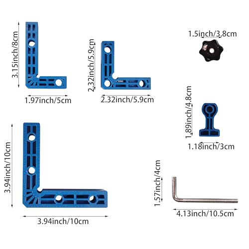 Image of 90 Degree Clamp,Positioning Squares, 3 inch 4 inch 2.3 inch Right Angle Clamp with 12 Clamping Squares,Corner Clamps Woodworking Tool for Pictures Frames Cabinets Boxes,Blue