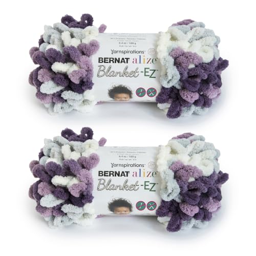 Image of Bernat Alize Blanket-EZ Chunky Yarn for Hand Knitting, Thistle 2-Pack | #7 Jumbo Yarn, 100% Polyester, Super Soft Looped Crochet Yarn for Hand Knitting, Beginners & DIY Crafts, 18yds per skein