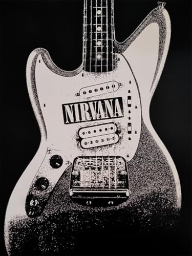 KUSTOM ART Póster decorativo de pared Serie Cantanti Celebri Nirvana Guitarra Impresión artística sobre cartón 40 x 30 cm sin marco