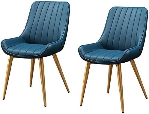 JKJZSALJ Sillas De Comedor para Cocina, Resistentes Al Agua, De Piel Sintética, con Patas De Metal, para Cocina, Sala De Estar, Salón, Mostrador, Gris, 2 Unidades, Azul, Talla Única.