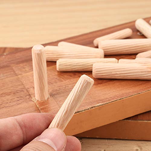 300 Pcs Wooden Dowels Assorted, M6 M8 M10 Wood Plugs Dowel Rods, Woodwork Pins Tapered and Ribbed for Grooved Fluted, Craft, DIY, Carpentry (3 Models-300)