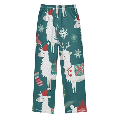 ZZXXB Llama Xmas Tree Boys Long Pants Soft Trousers Elastic Waist Kids Lounge Bottoms with Pockets S-XL2