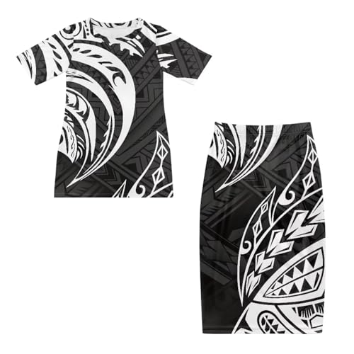 Couples Matching Puletasi Dress and Hawaiian Shirt Polynesian Traditional Print Aloha Shirt Two-Piece Dress Outfit2