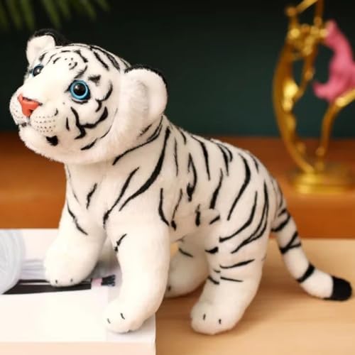 Image of Tickles Standing Siberian White Tiger Soft Stuffed Plush Animal Toy for Kids Boys & Girls Birthday Gift (Color: White Size: 30 cm)