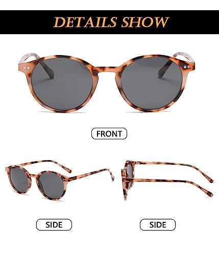 Image of EYLRIM Classic Polarized Round Sunglasses for Women Men Vintage Style Lightweight Circle Frame Sun Glasses