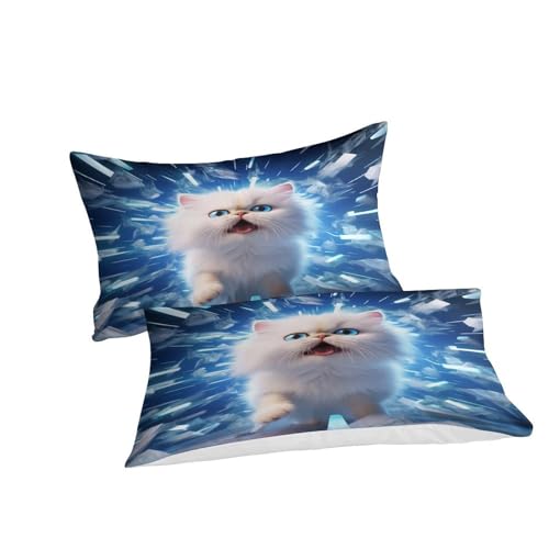 Parure de lit king size en microfibre premium douce avec housse de couette chat 240cm