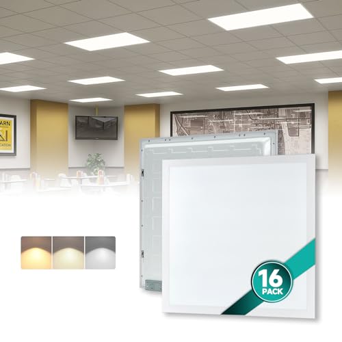 Image of 16-Pack 2x2 LED Flat Panel Light Drop Ceiling, 0-10V Dimmable, 3CCT Selectable (5000K 4000K 3000K) & 3 Wattage Switchable (40W 30W 20W), 100-277Vac, ETL & DLC