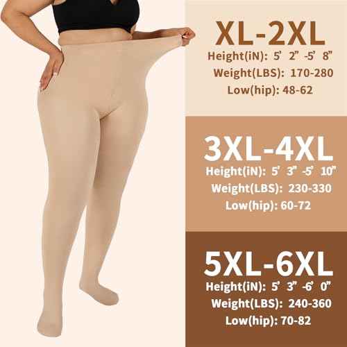 Image of DancMolly Plus Size Fleece Lined Tights Winter Warm Womens Tights, High Waisted Opaque Pantyhose