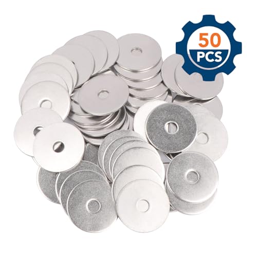50PCS 1/4\" x 1-1/4\" Fender Washers, 18-8(304) Stainless Steel Flat Fender Washer, 1/4\" ID x 1-1/4\" OD, 0.06\'\' Thick
