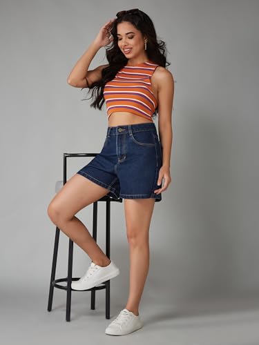 Image of Dolce Crudo Women's Regular High Rise Stretchable Denim Shorts