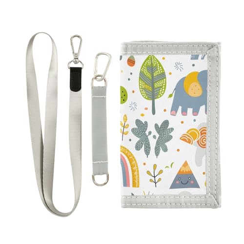 ALAZA Kids Wallets for Boys Girls Toddler Trifold Wallet Children Small Cute Elephant Rainbow with Zipper Coin Pocket