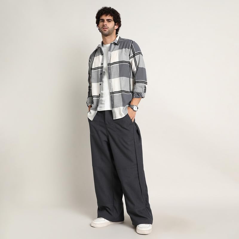 Image of CAHOOT Men's Shirt for Casual Wear | Mid-Rise | Regular Fit | Button Closure | Shirt Crafted with Comfort Fit for Everyday Wear