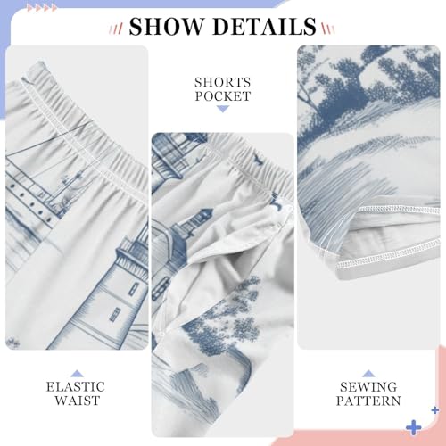 ZZXXB Sailboat and Lighthouse Boys Long Pants Soft Trousers Elastic Waist Kids Lounge Bottoms with Pockets S-XL4