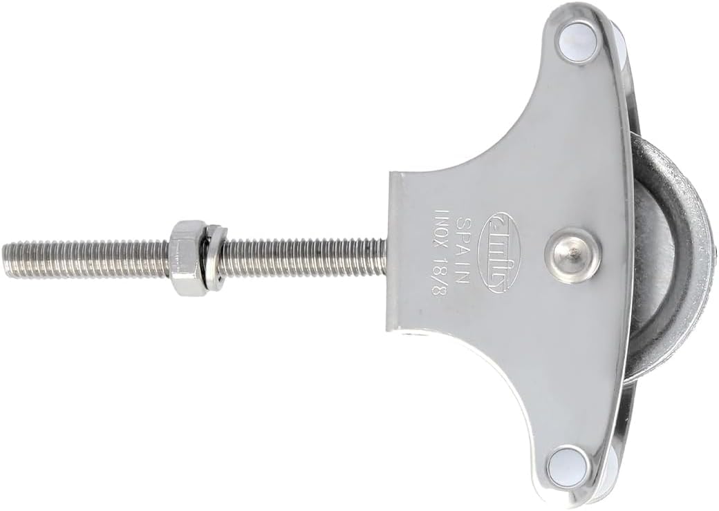 Amig - Polea con Roldana Metálica de 39 mm Mod.22 | M6 x 60 mm | Para Tendederos de Ropa | Acero Inoxidable 18/8 | Con Tornillo de Sujeción y Guías (Paquete de 6)