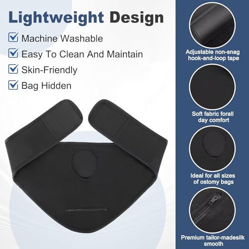 Ostomy Waist Bag Adjustable Ostomy Belt Ostomy Bag Stealth Belt Men Women Ostomy Bag Covers Colostomy Belt, Inner Pocket to Place Ostomy Pouch Ostomy Wrap (Black XL Size)