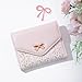 Sunwel Fashion Floral Prints Wallet with Pink Bow Small Bifold Wallet with Zipper Coin Pouch Card Slots ID Window for Women Girls (PINK)