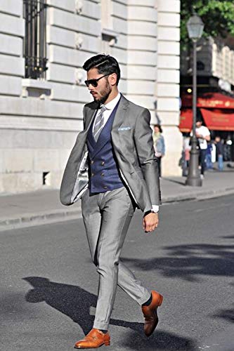 GATMSTZ Men' 3 Pieces Suit Regular Fit Double Breasted Vest Flat Front Pants2