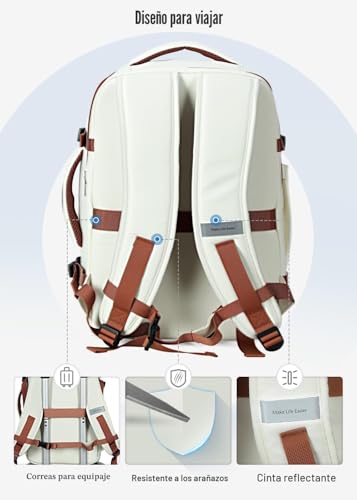 Miniatura 5 de Lekespring Mochila De Equipaje De Mano 40 X 20 X 25 Cm Para Ryanair, Mochila De Viaje Con 6 Cubos De Embalaje, Bolsa De Cabina Para Avión, Negocios, Trabajo, Fin De Semana Y Viaje Corto, L: 40x20x25