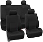 FH Group Car Seat Covers Full Set Black Neoprene - Universal Fit Waterproof Automotive Seat Covers, Low Back Front Seat Covers, Solid Back Seat Cover, Washable Car Seat Cover for SUV, Sedan and Van