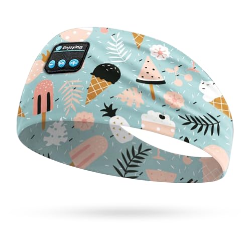 Kids Sports Headphones Bluetooth Music Headband Wireless Sports Headband Athletic Sweatbands Headphones with Stereo Speakers for Boys Girls Running Soccer Baseball Tennis Exercise (004)
