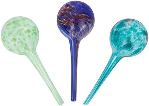 Wyndham House 3-Piece Mini Watering Globe Set, Colorful Hand-Blown Glass Plant Watering System