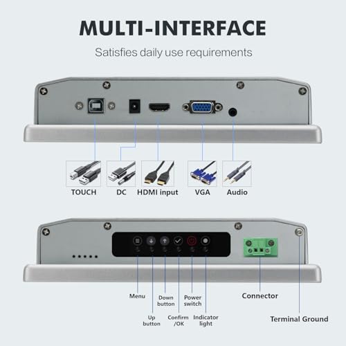 Image of 8 inch Touchscreen Monitor,Ratio 4:3 IPS PCAP Industrial Touch Screen Monitor with HD-MI VGA USB Port,Build-in Speakers & VESA,Touch Screen for PC,POS,Laptop,Home,RPI