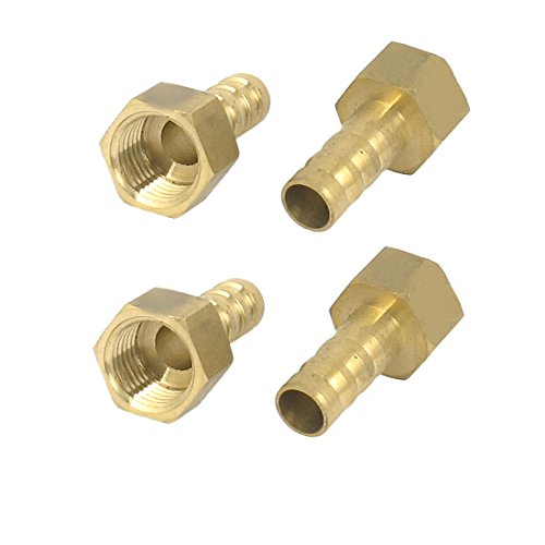 sourcing map 4pcs Raccord Cannelé 1/4BSP Filetage 8mm Tube Diamètre Laiton Tuyau Barbillon Coupleur Externe Hexagon Connecteur