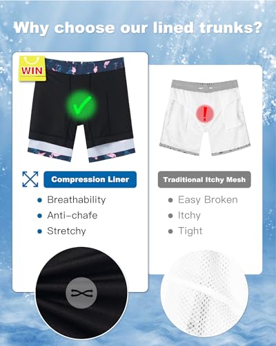 Image of SURF CUZ Mens Swim Trunks with Compression Liner Swim Shorts 7 inch Swimming Trunks Stretch 7 Inch Swim Suits Quick Dry