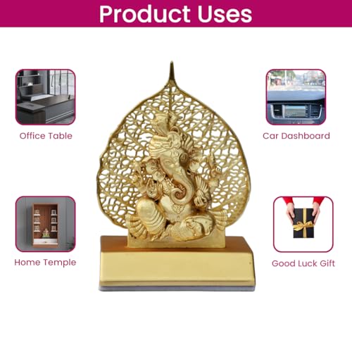 Image of Saugat Traders Diwali Corporate Gift for Clients - Pack of 4 Metal Golden Ganesh Idol for Employees, Office Staff, Family, Colleagues - New Year Housewarming Spiritual Return Gifts