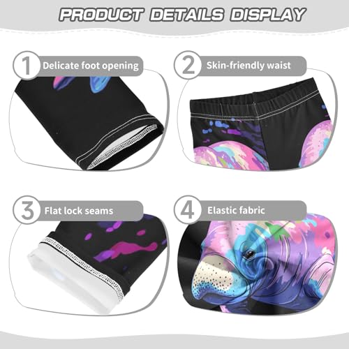 Colorful Manatee Animal Girls Casual Leggings for Kids Printed Long Pant Bottoms Stretch and Soft3