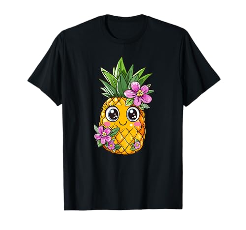 Piña sonriente con flores Camiseta
