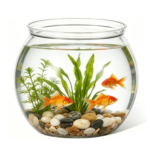 Mini Plastic Fish Bowl 27oz Clear Round Unbreakable Small Aquarium Desktop Decorative Fishs Bowl for Betta Fish Hydroponic Planter Centerpiece Vase Candy Storage & Party Home Decor