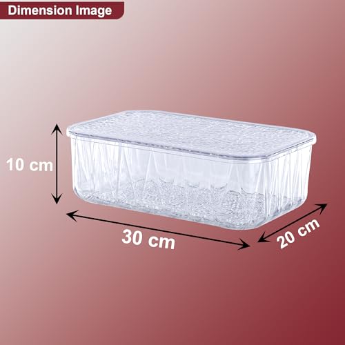 Image of Kuber Industries 4600 ml Acrylic Stackable Kitchen Food Storage Container for Home with Lid | Freeze Organizer Items and Storage Organizer Box for Snacks and Dry Fruits | Transparent