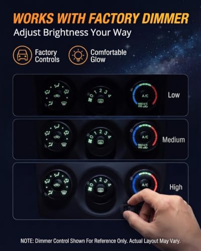 Image of WLJH Green Climate A /C Control Dashboard Heater Dash Indicator Light Switch Led Bulbs Replacement Kit For Camry Corolla Tacoma Matrix, Pack of 10 | 3030 SMD, 150lm, Dimmable, Matrix 2009-2014, Corolla 2009-2013, Direct Replacement, Nighttime Readability, 10-Pack