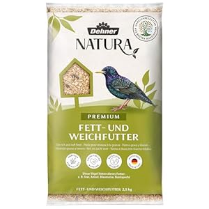 Dehner Natura Premium Wildvogelfutter, Fettfutter / Weichfutter, Ganzjahresfutter artgerecht / kraftspendend, hochwertiges Vogelfutter für Wildvögel, 2.5 kg