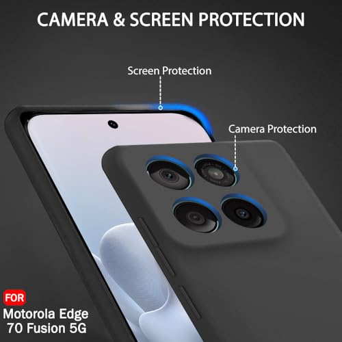 Image of TheGiftKart Genuine Liquid Silicone Back Cover Case for Motorola Moto Edge 70 Fusion 5G | Soft Micro-Fibre Lining Inside | Camera Protection Bump | Shockproof Back Cover Case (Silicone, Black)