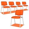 Amazon.com: VINGLI Orange Waiting Room Chairs, 5-Pack PU Church Chairs ...