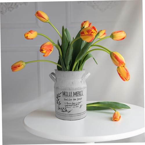 Vase à fleurs incassable en tôle blanche style rétro romantique