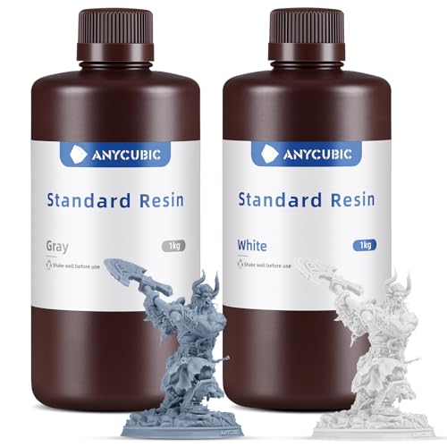 Image of ANYCUBIC 3D Printer Resin, 405nm SLA UV-Curing Resin with High Precision and Quick Curing & Excellent Fluidity for LCD 3D Printing (Grey+White, 2kg)