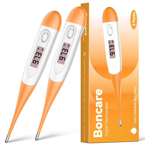 Thermometer for Baby, 2 Packs, Rectal Digital Thermometer with 10 Seconds Fast Reading (Orange)