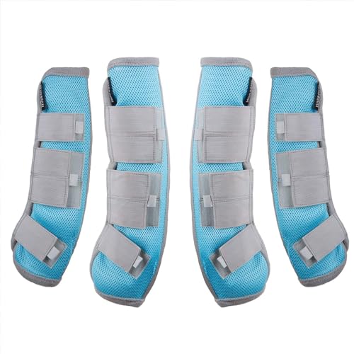Image of Harrison Howard Horse Fly Boots Leg Guards Fly Boots Protection Set of 4 Voodoo Blue Small Pony