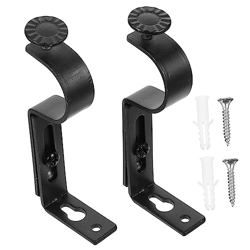 HOLIDYOYO 2Pcs Heavy Duty Curtain Rod Mounting Brackets Side Mount Holders for Window and Door Curtains Easy Installation Compatible with Various Rods Screws Included